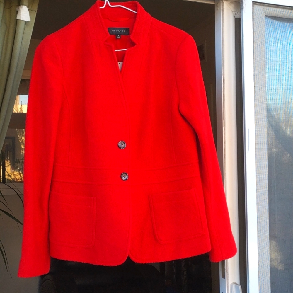 NWT Talbots Small 4 Valentine's Red Blazer Jacket Wool Women